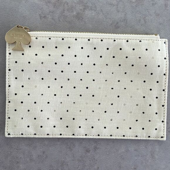 KATE SPADE cosmetics bag zipper with gold tone charm - Picture 2 of 7